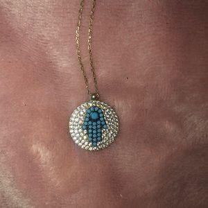 Gold hamza hand necklace